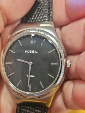 Fossil ARKITEKT Black Dial Stainless Steel Case Watch with Black Strap